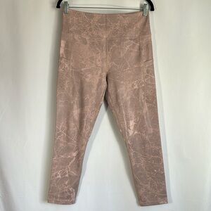 Zyia Active Pink Digital Granite Pocket Light n Tight Cropped Leggings Size 12